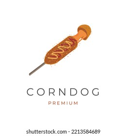 Corndog vector illustration logo with melted mozzarella cheese