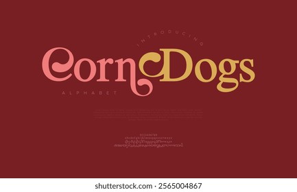 Corndogs typography beauty fashion elegant minimalist serif italic fonts decorative wedding vintage retro logos. Minimal luxury font alphabet logo. Vector illustration