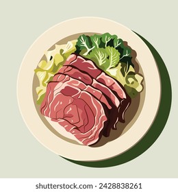 Corned Beef and Cabbage Day cartoon. Vector illustration.