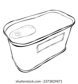 corned beef can, vector hand draw doodle sketch at white
