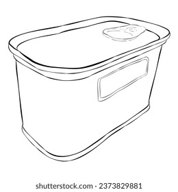 corned beef can, vector hand draw doodle sketch at white
