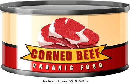 Corned Beef in Tin Can Vector illustration
