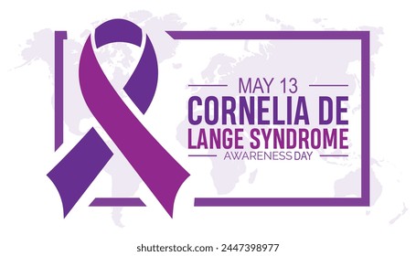 En mayo se celebra cada año el Día de Concientización sobre el Síndrome de Cornelia de Lange. Plantilla para fondo, Anuncio, tarjeta, cartel con inscripción de texto.