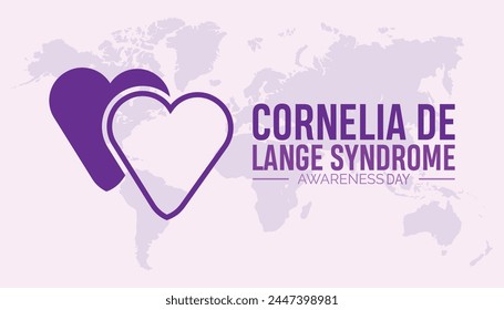 En mayo se celebra cada año el Día de Concientización sobre el Síndrome de Cornelia de Lange. Plantilla para fondo, Anuncio, tarjeta, cartel con inscripción de texto.