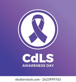 Cornelia de Lange Syndrome Awareness Day poster vector illustration. Purple awareness ribbon icon in a circle. CdLS symbol. Template for background, banner, card. May each year. Important day