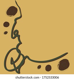 Corner with abstract curl line and round shapes