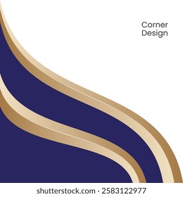 Corner Abstract Design with Curved Lines in Blue and Gold