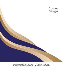 Corner Abstract Design with Curved Lines in Blue and Gold