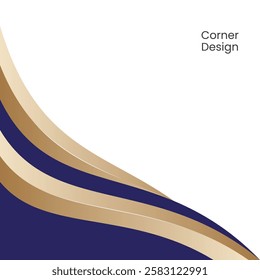 Corner Abstract Design with Curved Lines in Blue and Gold