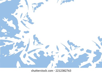 Corner abstract frame of spots in the form of flowers and plants in a trendy blue shades. Isolate