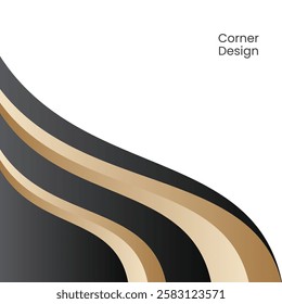 Corner Abstract Wave Pattern in Black and Gold
