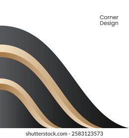 Corner Abstract Wave Pattern in Black and Gold