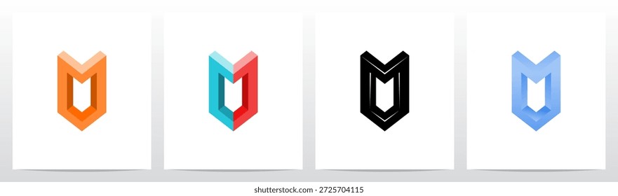 Ângulo de canto Carta tridimensional bloco inicial Logo Design O