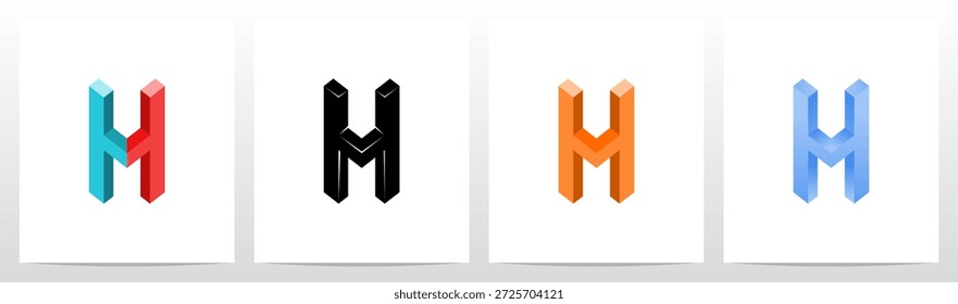 Ângulo de canto Carta tridimensional bloco inicial logotipo Design H