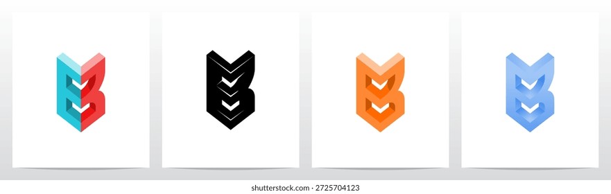 Ângulo de canto Carta de bloco tridimensional Desenho de logotipo inicial B