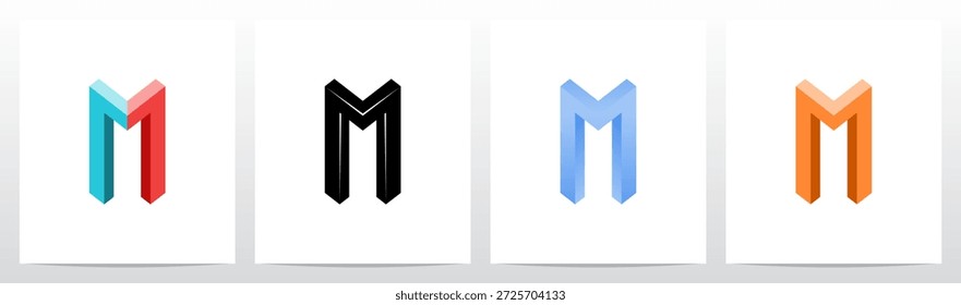 Ângulo de canto Carta tridimensional bloco inicial logotipo M