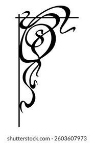 Corner in art nouveau style. Decorative curl element.