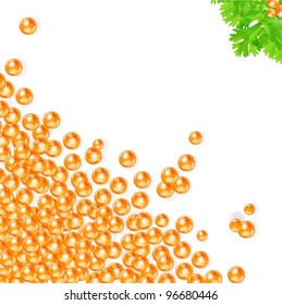 Corner Background of Red caviar and parsley