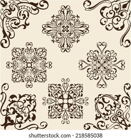 Corner baroque set isolated on white