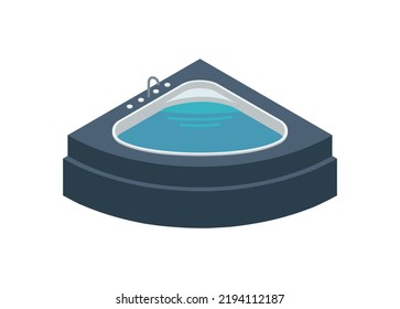 Corner bathtub. Simple flat illustration in isometric view.