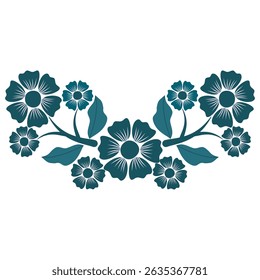 corner blue flower element for decoration on transparent background