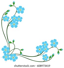  Corner with blue forget me not flowers on a white background. svg