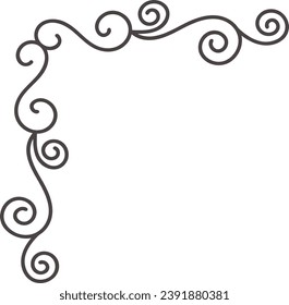 Corner Border Calligraphy Line Vector Illustration