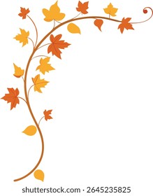 Corner Border With Fall Vines On White Backgroundd - Elegant Decorative Asset