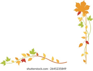 Corner Border With Fall Vines On White Backgroundd - Harvest Season Artwork