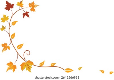 Corner Border With Fall Vines On White Backgroundd - Premium Design Element