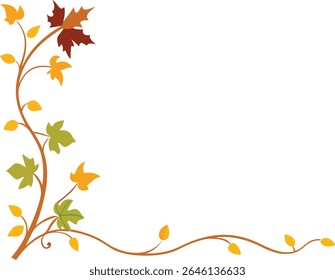 Corner Border With Fall Vines On White Backgroundd - Professional Grade Image