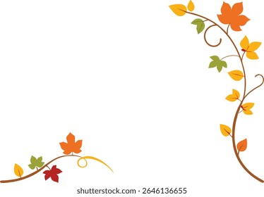 Corner Border With Fall Vines On White Backgroundd - Unique Artistic Creation