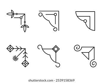 Vector de diseño de línea arabesca de lujo de borde de esquina sobre fondo transparente