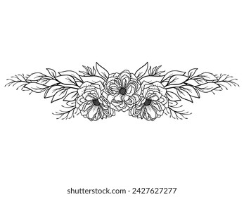 Corner Border Flower Outline Illustration