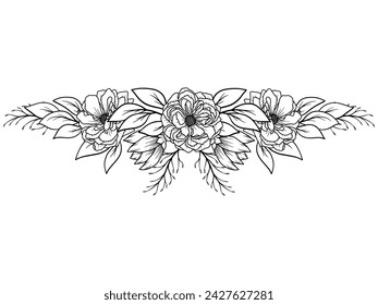 Corner Border Flower Outline Illustration