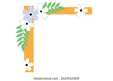Marco de ramo de esquina para el diseño de composición floral y scrapbooking de bricolaje