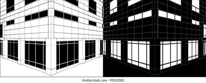 Corner Of Business Building Negative Vector 03