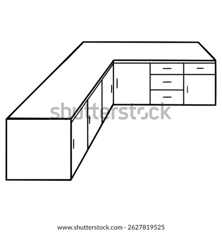 corner cabinet kitchen illustration hand drawn outline vector