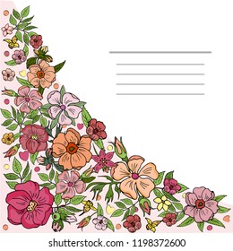 Corner Card with Pink Flowers
