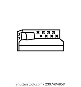 Corner child sofa black line icon. Pictogram for web page, mobile app, promo.