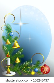 Corner of the Christmas tree with candle.