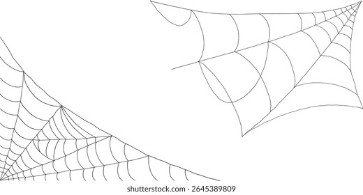 Corner cobweb silhouette elements spooky spider web vector collection for horror design