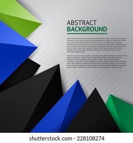 Corner colorful triangle decorative element on gray background; vector presentation design  template 