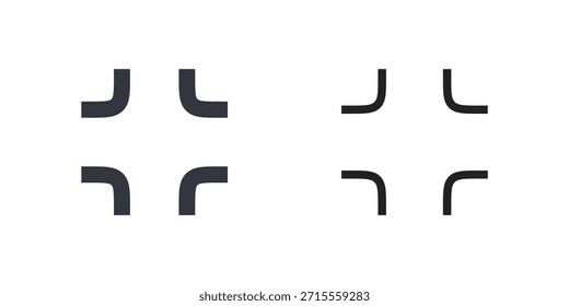 Conjunto de iconos de marco de enfoque de recorte de esquina Visor de cámara Puntero de interfaz de usuario colección mínima de Vector