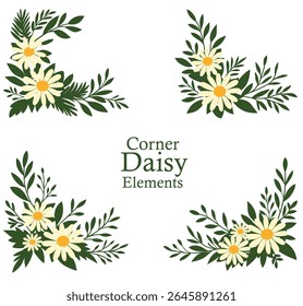 Corner Daisy Vector Elements for Graphic Design, Printing, Card Layouts and Decorative Projects