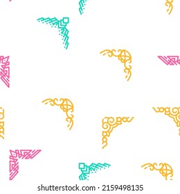 Corner Decoration Vector Seamless Pattern Color Line Illustration