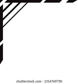 Corner decorative ornament isolated on white background. Trendy corner border for decoration. Surface for floor, furniture and wall. Useful for ceiling, concrete and glass. Vector illustration 