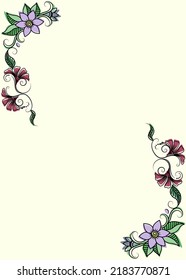 Corner design. Elegant purple flowers