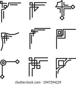 Colección Diseños de esquina, 9 diseños diferentes, vector
