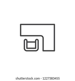 Corner Desk top view outline icon. linear style sign for mobile concept and web design. Office interior furniture simple line vector icon. Symbol, logo illustration. Pixel perfect vector graphics
